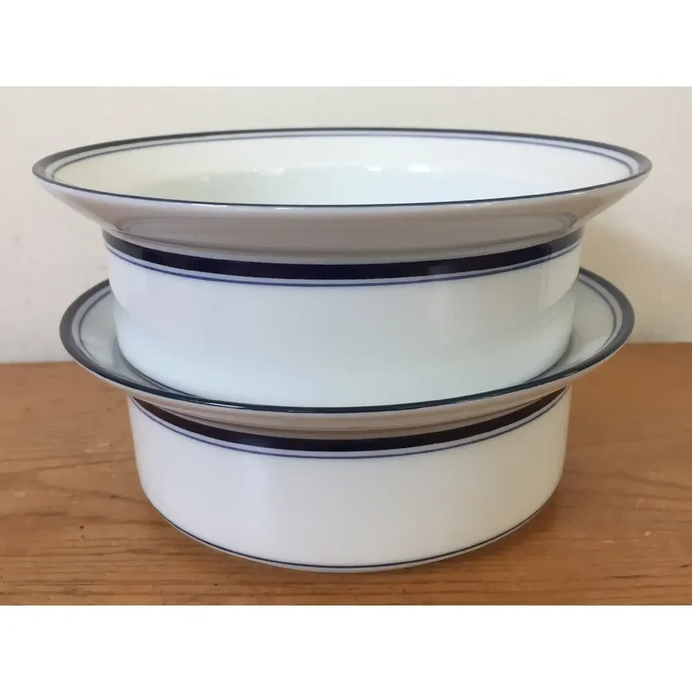 Pair Vtg Dansk Flora Bayberry Blue White Porcelain Cereal Soup Salad Bowls 6.75